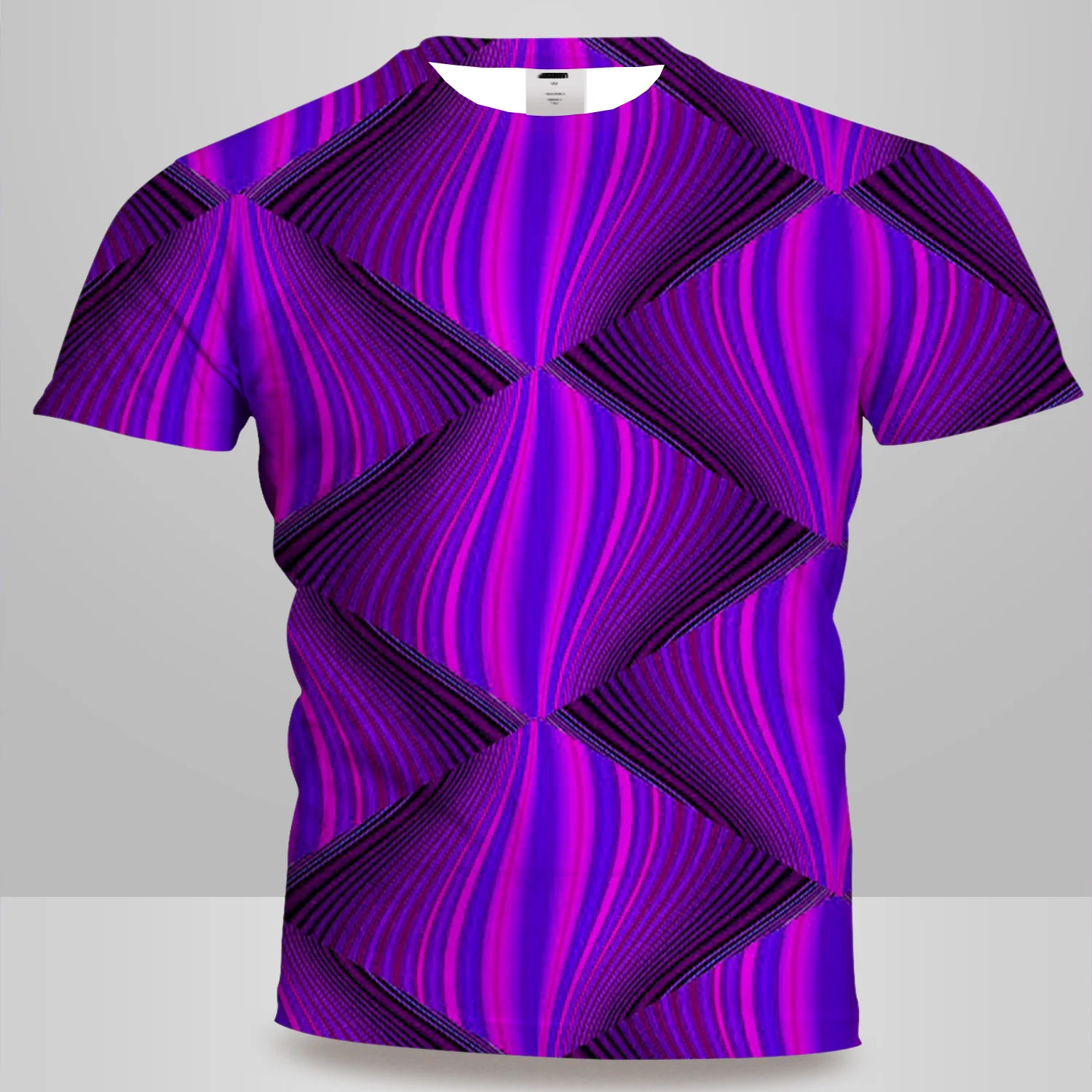 

UNEY Men's Psychedelic Lines T-Shirt Short Sleeve Visual deception Tops Tees 3D Pattern Tshirt Unisex Clothes Purple Tops