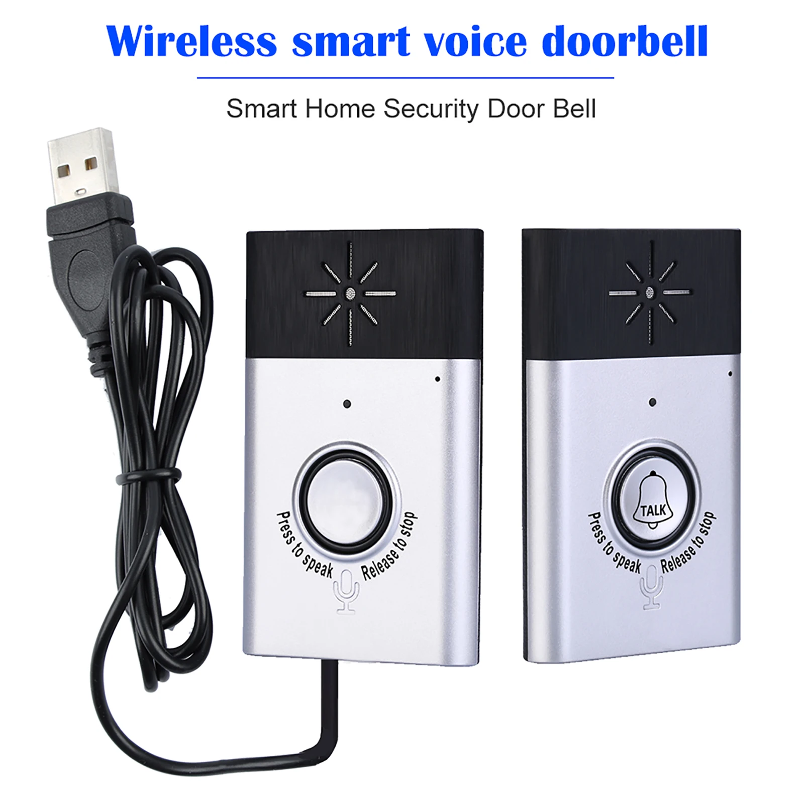 Wireless Voice Intercom Doorbell with Outdoor Unit Button Indoor Unit Receiver 2-way Talk Monitor Smart Home Security Door Bell audio door phone Door Intercom Systems