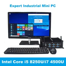 Мини-ПК, сервер core i5 8250U 8350U промышленный Безвентиляторный Компьютер 32G ram 1 ТБ SSD RS232/485 COM 2 gigabit lan тонкий клиент