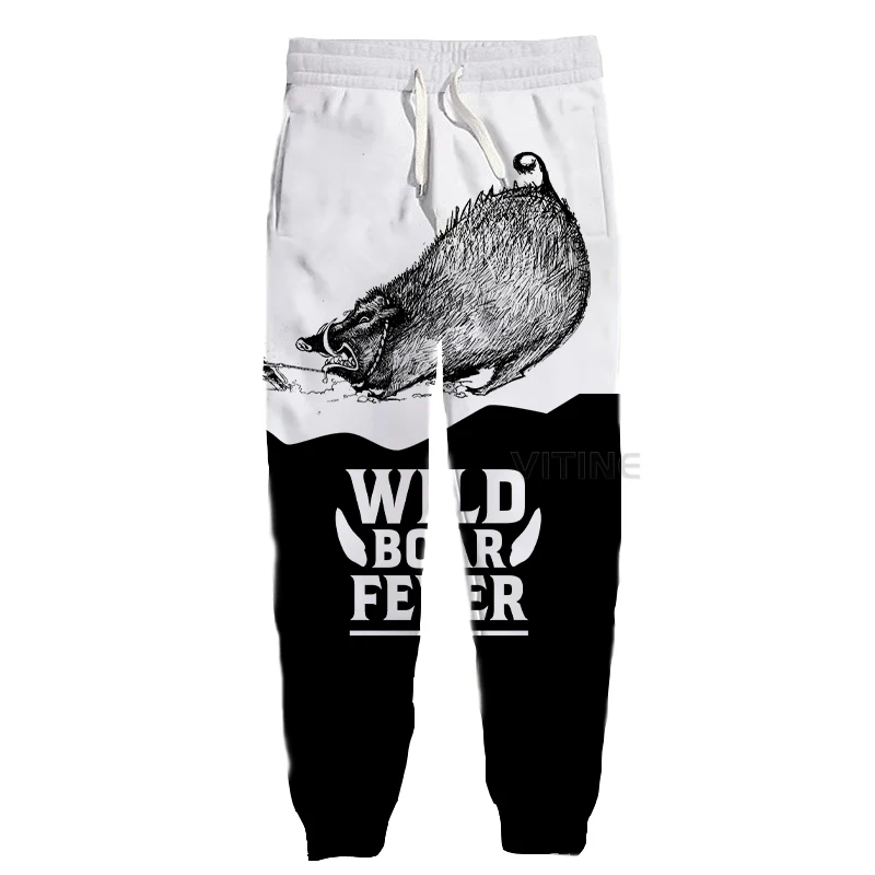 New Fashion Hunting Graphic Spring Autumn Winter Hip Hop Casual Brand 3D Print Boar Pants Polyester v9 gray sweatpants