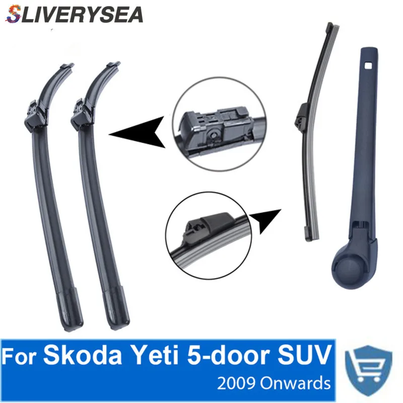 SLIVERYSEA Передняя и задняя щетка стеклоочистителя для Skoda Yeti 2009-присутствует 5 двери внедорожник высокое качество натуральный каучук ветрового стекла