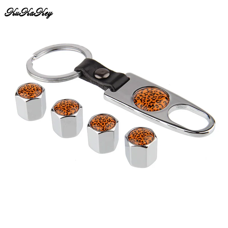 4pcs Leopard Print Car Tire Valve Caps with Keychain Motorcycle Bicycle Wheel Air Cap for Porsche Cayenne 911 996 | Автомобили и