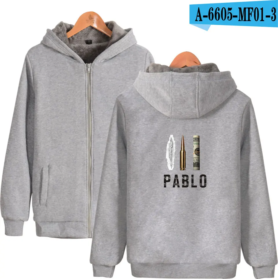 Narcos Pablo Escobar/толстовки из плотного флиса в стиле хип-хоп; толстовка на молнии; пальто; модные мужские толстовки в стиле Харадзюку; Narcos Pablo Escobar - Цвет: gray