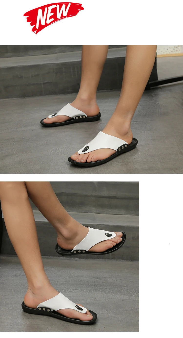 YRZL Slippers Summer Flip-Flops for Men Beach Slippers Brown Sandals Comfortable Shoes Non-Slip Bathroom Shoes  Men Slides