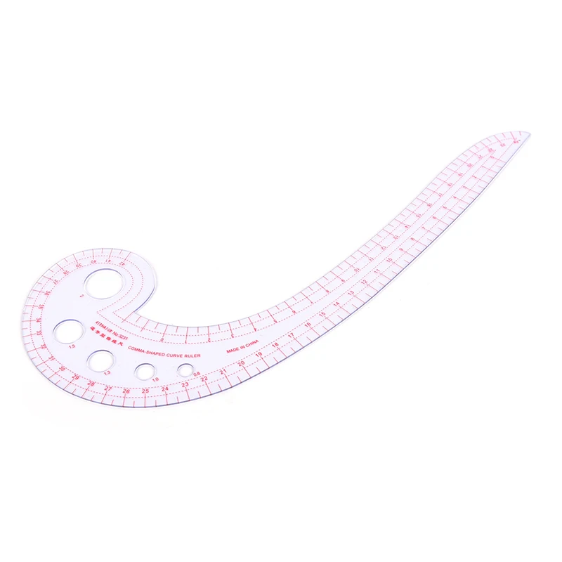 11.8" Long Comma Shaped Plastic Transparent French Curve Ruler