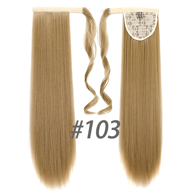 24 дюймовые Длинные Накладные Синтетические прямые Конские хвосты для женщин, натуральные накладные волосы на заколках, накладные волосы блонд - Цвет: 103