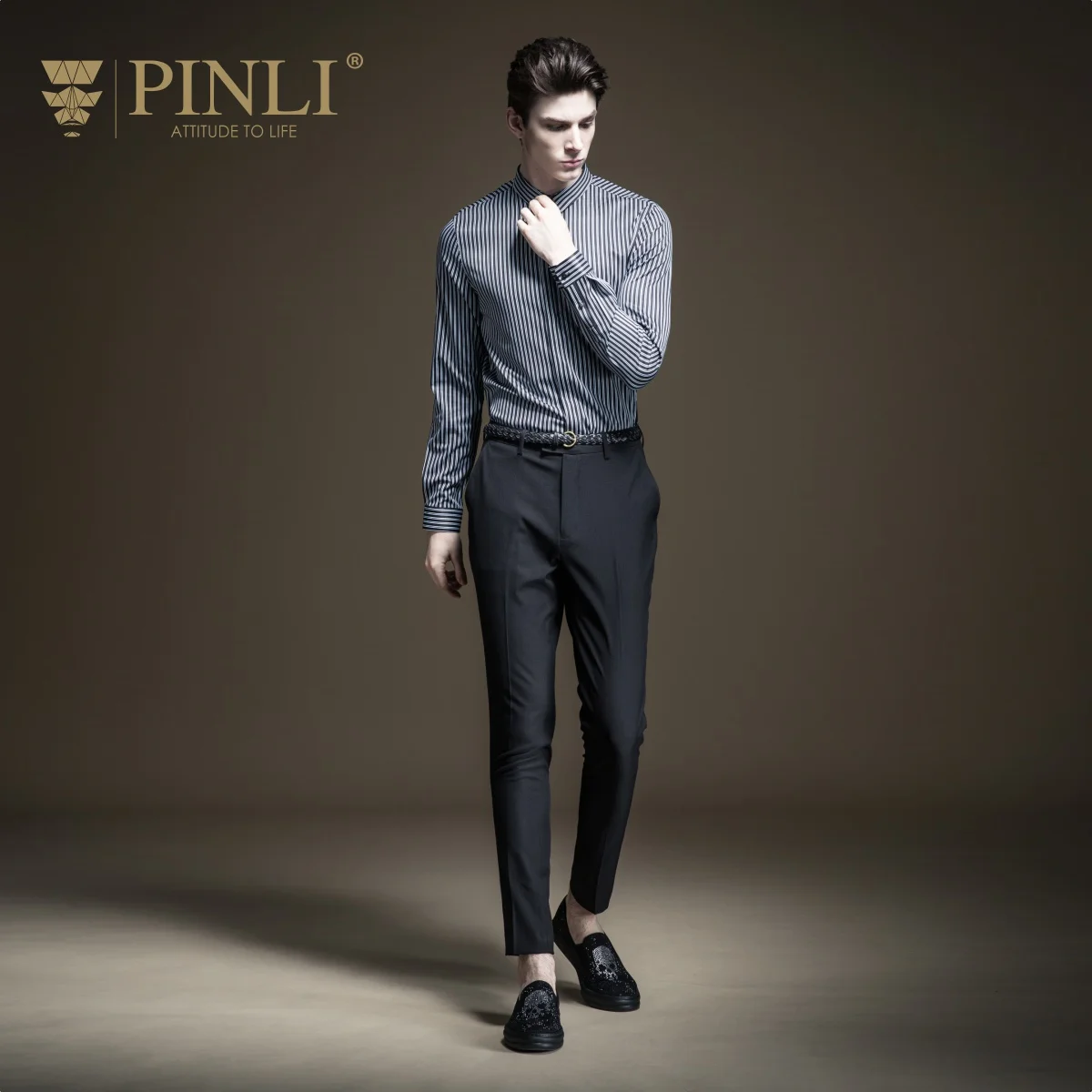 Blusas Limited Full Camisa Social Pinli осень Новая мужская рубашка в полоску с длинными рукавами для отдыха B193113092