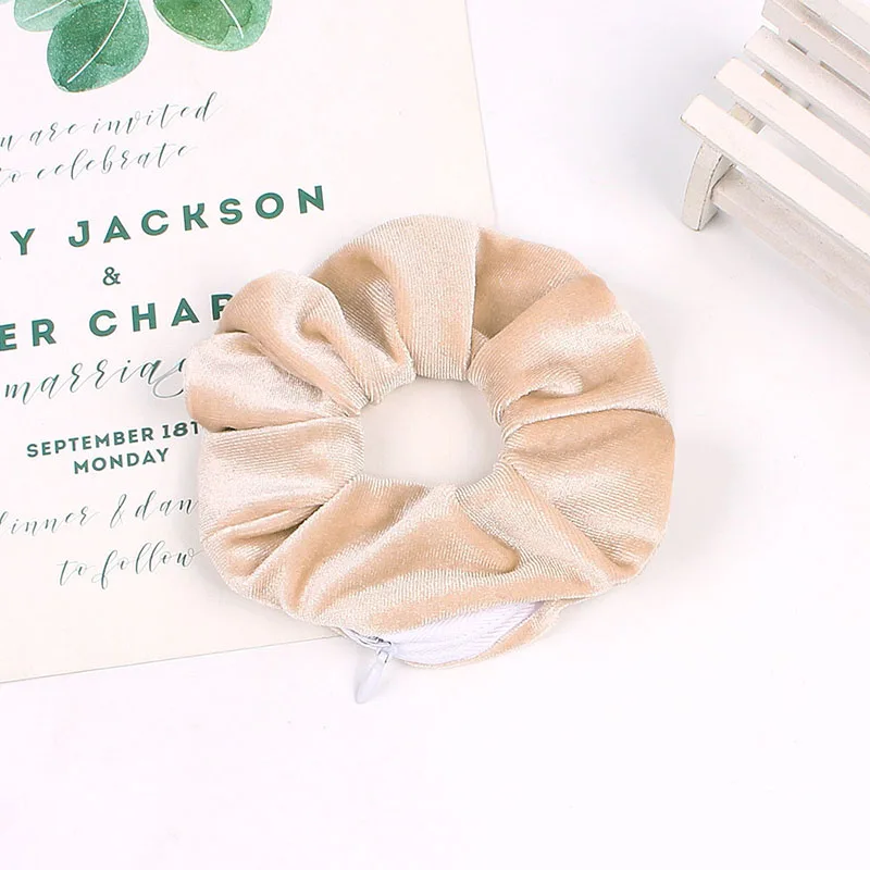 11 Beige Бархат резинка для молния волос Scrunchies Для женщин эластичная резинка для волос резинки для волос для девочек Головные уборы хвост держатель резинки для волос маленькая сумка - Цвет: 11 Beige
