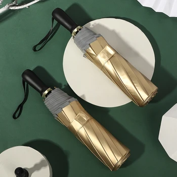 

10 Ribs Pocket Umbrella Anti UV Sun Rain Windproof Folding Umbrellas with Reflective Stripe for Women Men Children UPF50+