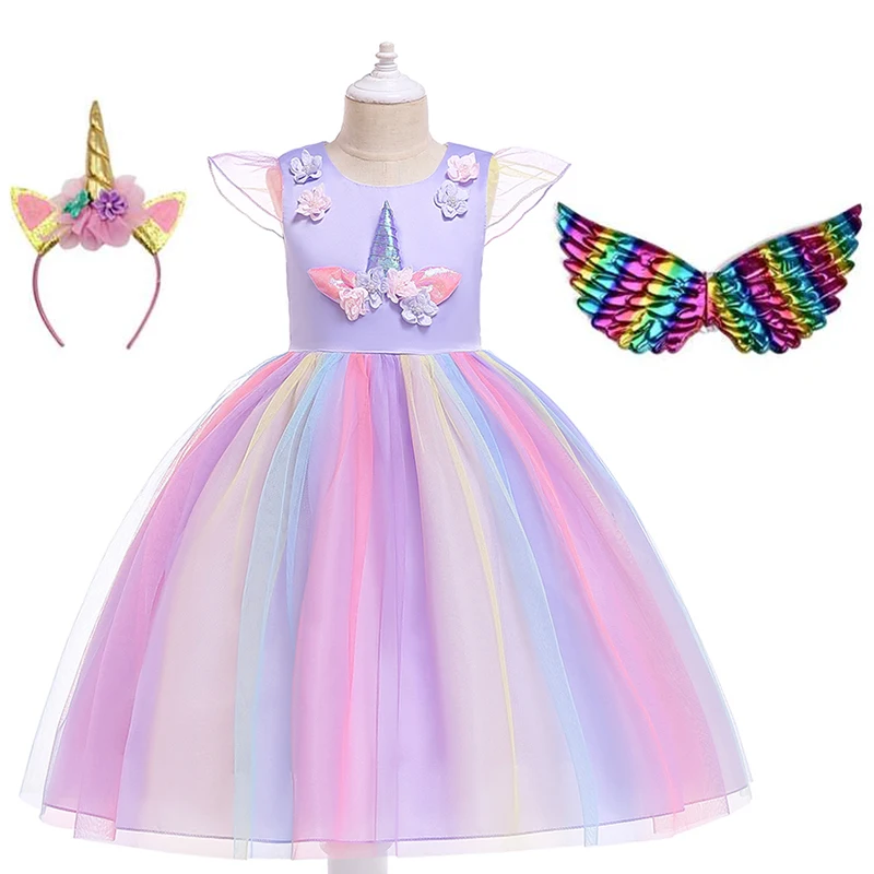 Summer Dress Girls Clothing Princess-Costume Unicorn Girl Birthday-Party Kids 10-Years