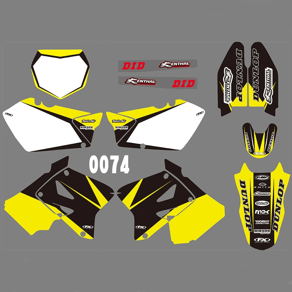 

For SUZUKI RM125 RM250 2001-2012 Graphics Decals Stickers Custom Number Name 3M Full Motorcycle Backgrounds Accessories