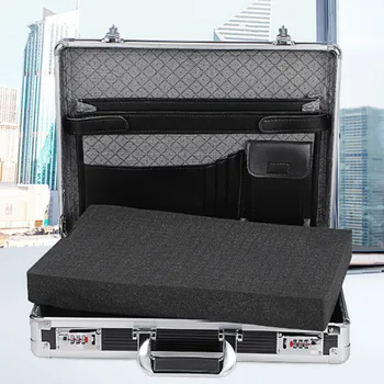 

Aluminum men bag Laptop Attache Briefcase with Combination Lock storage bins carrying case big size