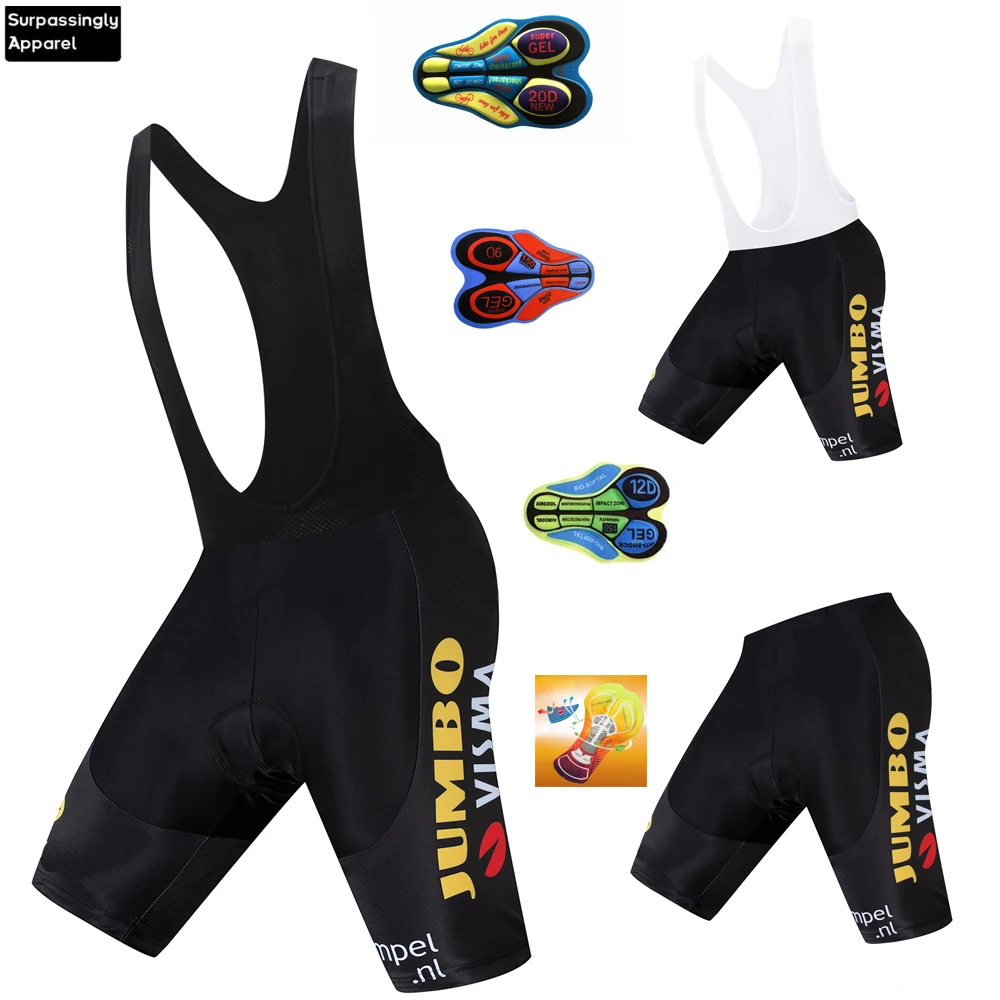 

6XL Mens Jumbo Visma Cycling Bib Shorts Summer Coolmax 20D Gel Pad Bike Bib Tights Mtb Ropa Ciclismo Moisture Wicking Pants