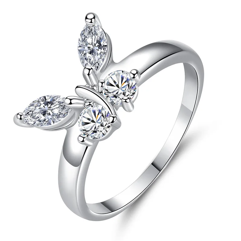 925 Sterling Silver Cubic Zirconia Butterfly Rings For Women Girls Engagement Wedding Party Punk Jewelry Gift Jlfjla silver ring wedding rings silver rings enamel butterfly ring