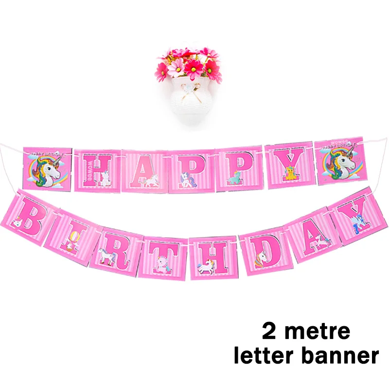 10 шт./лот, чашки для мороженого розового единорога, одноразовые чашки розового единорога, вечерние чашки для мороженого - Цвет: 2M Letter Banner