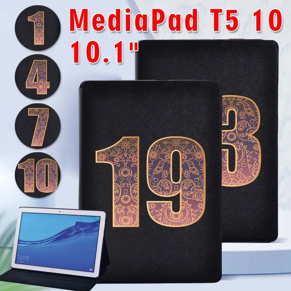 

Digital Fashion Pattern Case for Huawei MediaPad T5 10 10.1 Inch AGS2-W09/W19/L03/L09 Leather Shockproof Tablet Case+Free Stylus