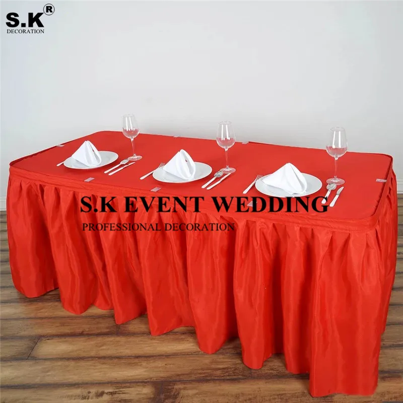 3 Meter Sold Pleated Polyester Table Skirt Rectangular Tablecloth Skirting For Banquet Wedding Party Event Decoration