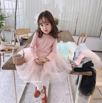 

2020 Korea Style Girls Princess Dress Spring Cotton Mesh Fashion Girls Dresses 3-8 Years PP919