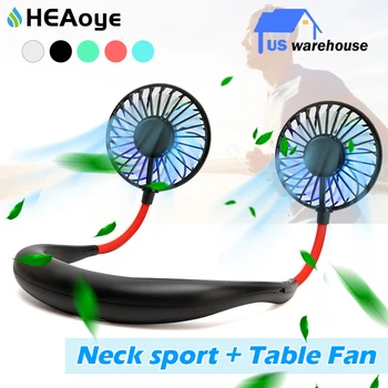 

Mini USB Portable Fan Neck Fan Neckband With Rechargeable Battery Small Desk Fans handheld Air Cooler Conditioner for Room