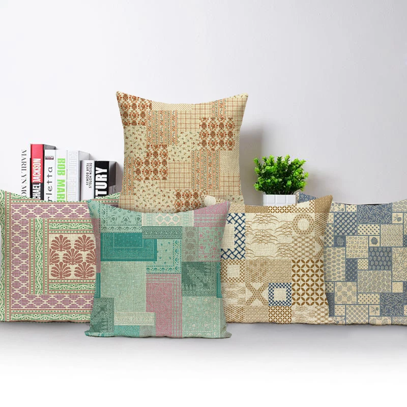 

Geometry Art Cushion Covers Retro Geometric Outdoor Cushions Throw Pillowcase Home Decor Pillow Cover Sofa Car Cushion Cover