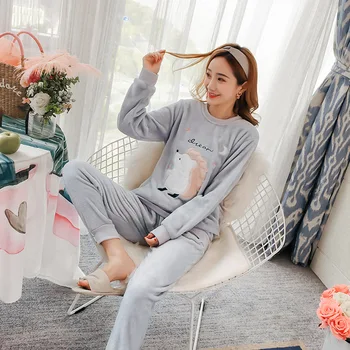 

Gray Full Sleeve Young Lady Home Dressing Gown Nightgown O-neck Sleepwear Intimate Lingerie Negligee Winter Warm Nightwear