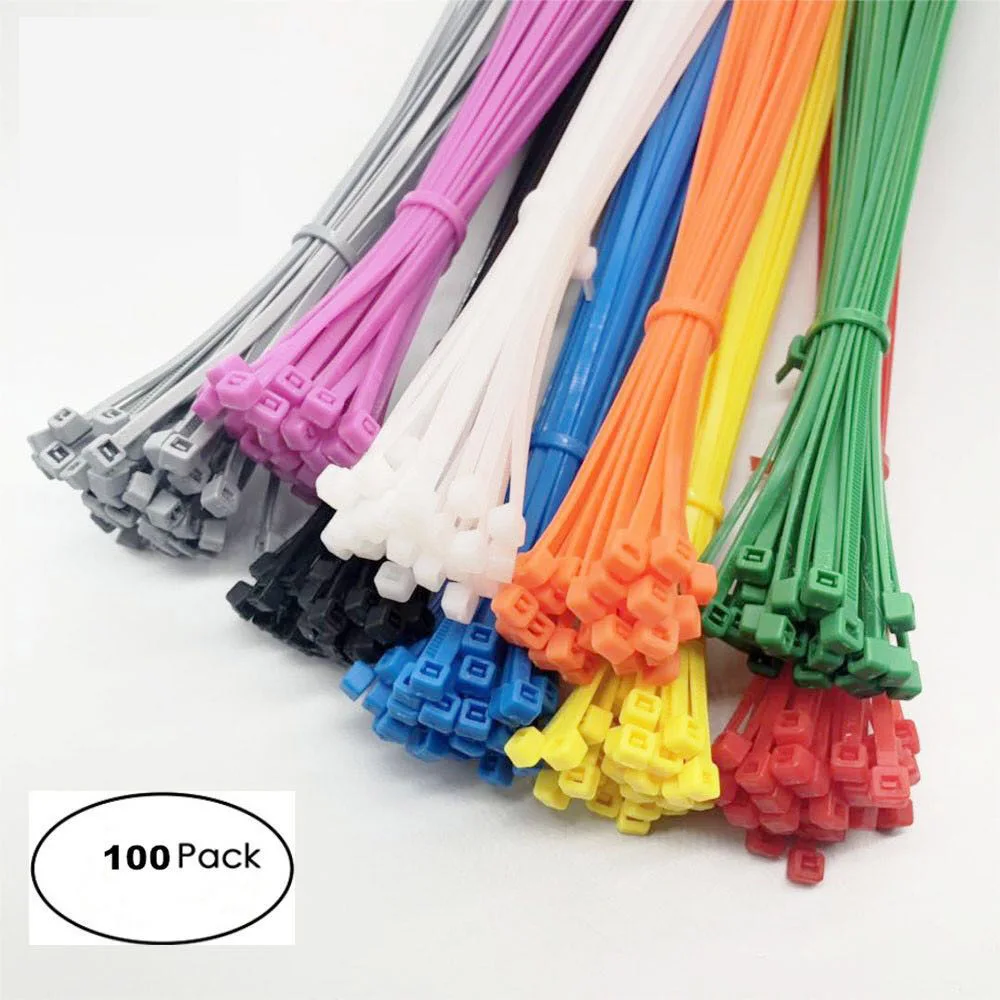 

Cable Zip Ties Self-Locking 300mm Loop-Wrap Colored-Cable Nylon Plastic 100pcs