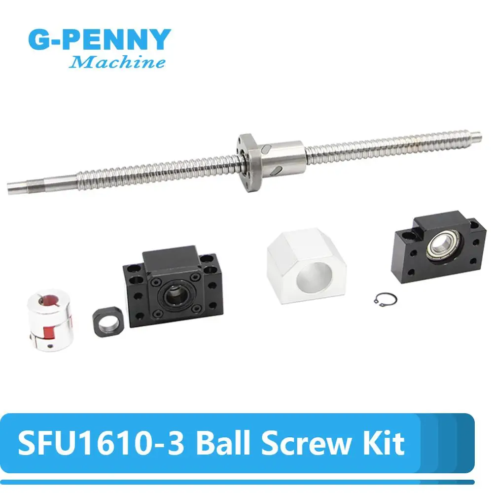 Tornillo De Bola SFU1605 L300 Mm Con Extremo BKBF12 Y Acoplador BR - Para CNC, Impresoras 3D Y Mecanizados