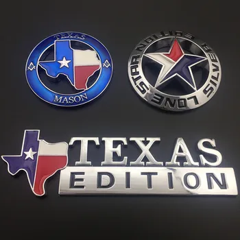 

2pcs/lot Metal Lone Star Silver TEXAS EDITION Emblem Badge Sticker Logo