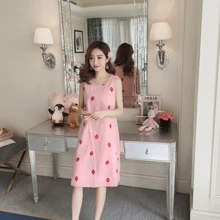 Женское сексуальное нижнее белье, ночная рубашка, платье для сна, тонкие, большие размеры, однотонные, с принтом, широкие, сосновые, дышащие, без рукавов, костюмы