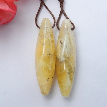 

Natural Gems Yellow Opal Teardrop Earrings Jewelry for making 35x9mm,6.3g