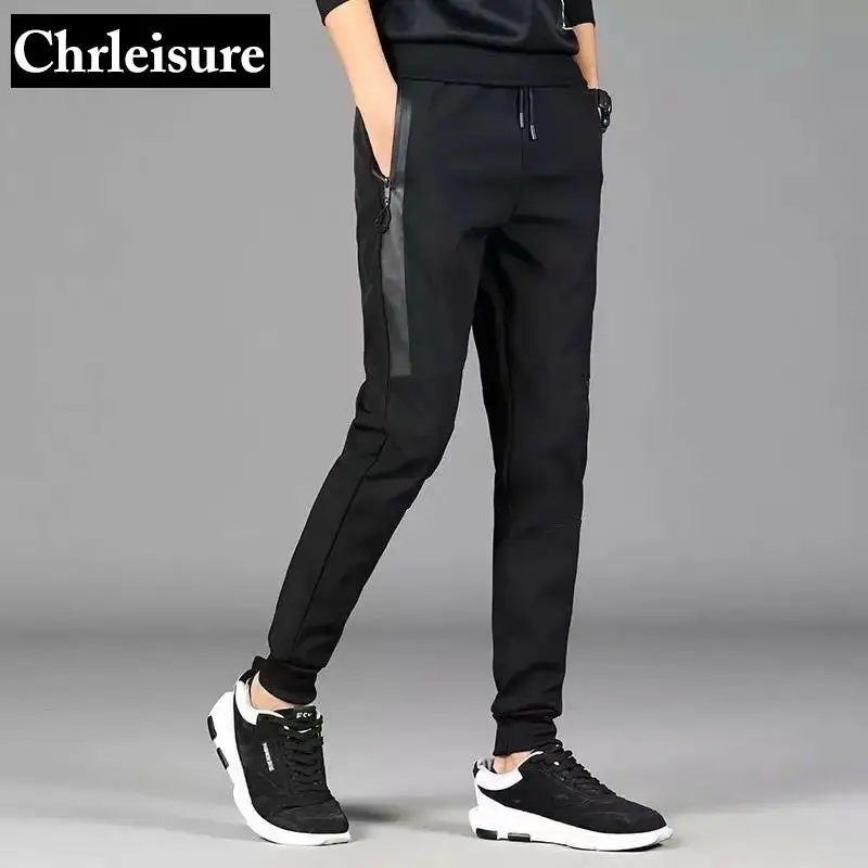 CHRLEISURE Мужские штаны для фитнеса черный дышащий спортивный костюм бега мужские