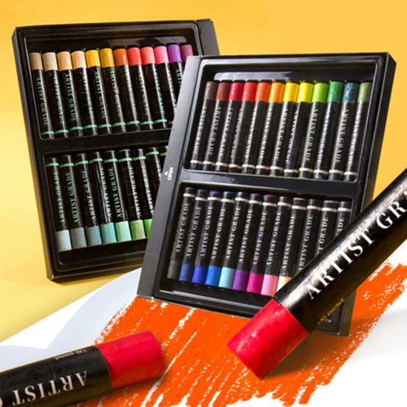 Delgreen Professional Soft Oil Pastel/Crayon/Stick 12/24/36/60 Color  Heavy-color/Mini/Advanced-Grey Oil Painting Art Supplies - AliExpress