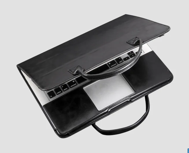 Чехол для ноутбука MacBook Pro Air 15,4 13,3 13 12 11 сумка для ноутбука PU кожаный рукав Съемная сумка для ноутбука - Цвет: Black