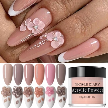 

NICOLE DIARY 10g Nude Dip Acrylic Powder for Nails Extension Carved Flower Nail Glitter Acrylic Liquid Chrome Dust Nail Decor