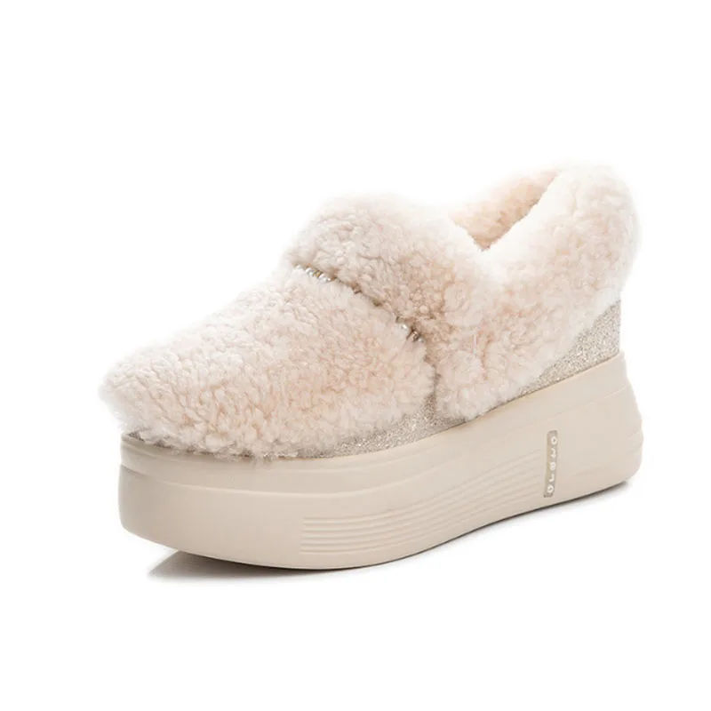 Women's plush cotton shoes women's snow boots women's wool outer shoes women's high-heeled shoes and women's thermal shoes