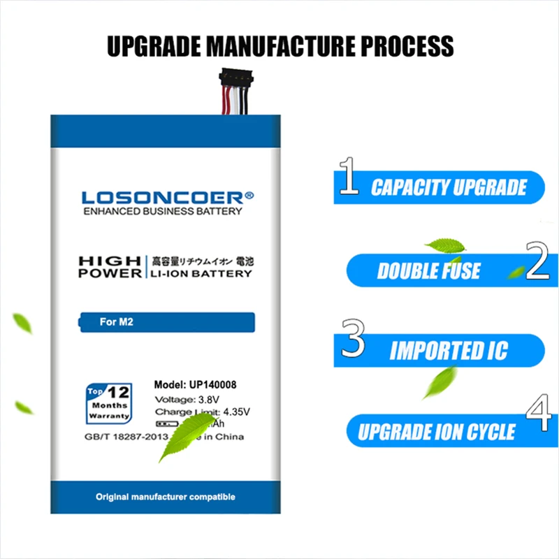 100% оригинал LOSONCOER 3600mAh UP140008 батарея для Foxconn InFocus M2 сотового телефона + Подарочные
