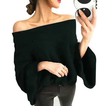 

RUGOD 2019 New Women Soft Sweater Fashion Velvet Sweater For Female Off-shoulder Candy Color Feminine Loose Cozy Sweater