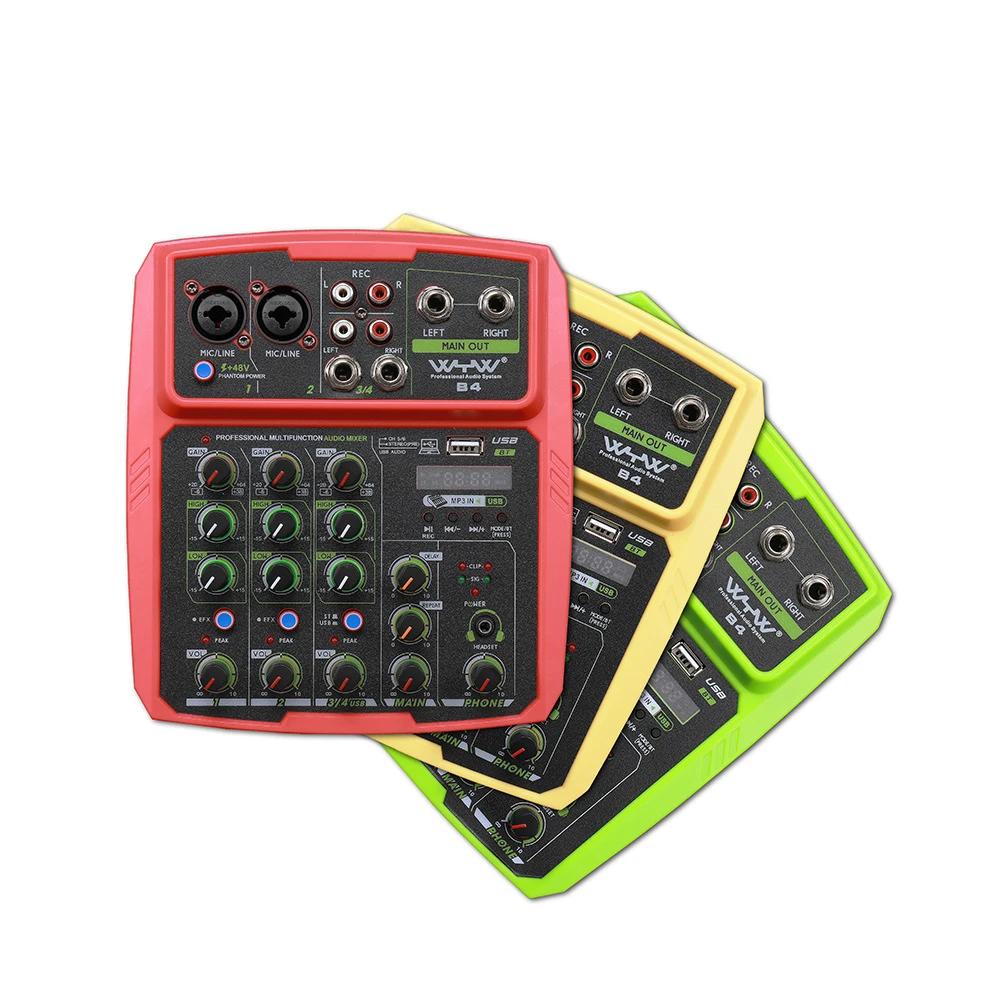 Interface de Áudio Placa de Som Canais Misturador Profissional Estúdio Gravação Mixagem Console Microfone 48v Phantom Power 4 Som - Image 2