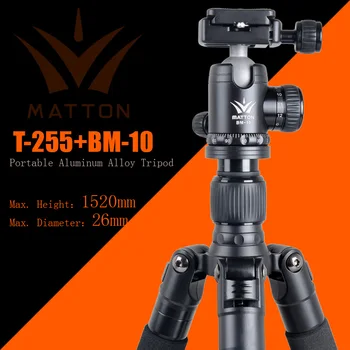 

Matton T-255+BM-10 Pro Portable CNC Aluminum Tripod&Ball Head and QR Plate ARCA Standard For Canon Nikon Sony Olympus