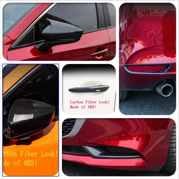 

Yimaautotrims Carbon Fiber Look Exterior Refit Kit For Mazda 3 2019 2020 Rearview Mirror / Front / Rear Fog Lamps / Handle Cover