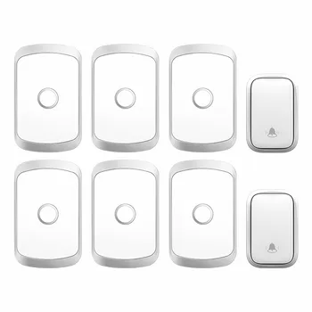 

CACAZI Self-powered Waterproof Wireless Doorbell with No Battery Chime Smart Home Door Bell US EU UK Plug 2 Button 6 Receiver