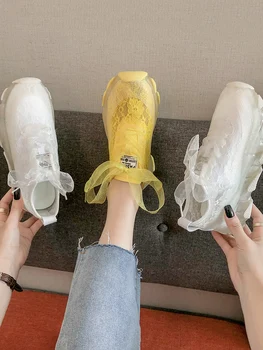 

Women's Shoes Platform All-Match Crystal Casual Female Sneakers Round Toe Wedge Basket 2020 Modis Clogs Summer Cross Rhinestone