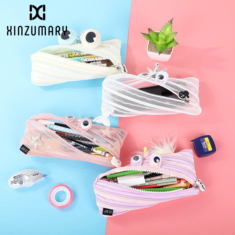

Korean Style Cartoon cute hit color Unicorn Frog Pencil Bags Creative One Zipper Monster Women Makeup bags travel cosmetic pouch
