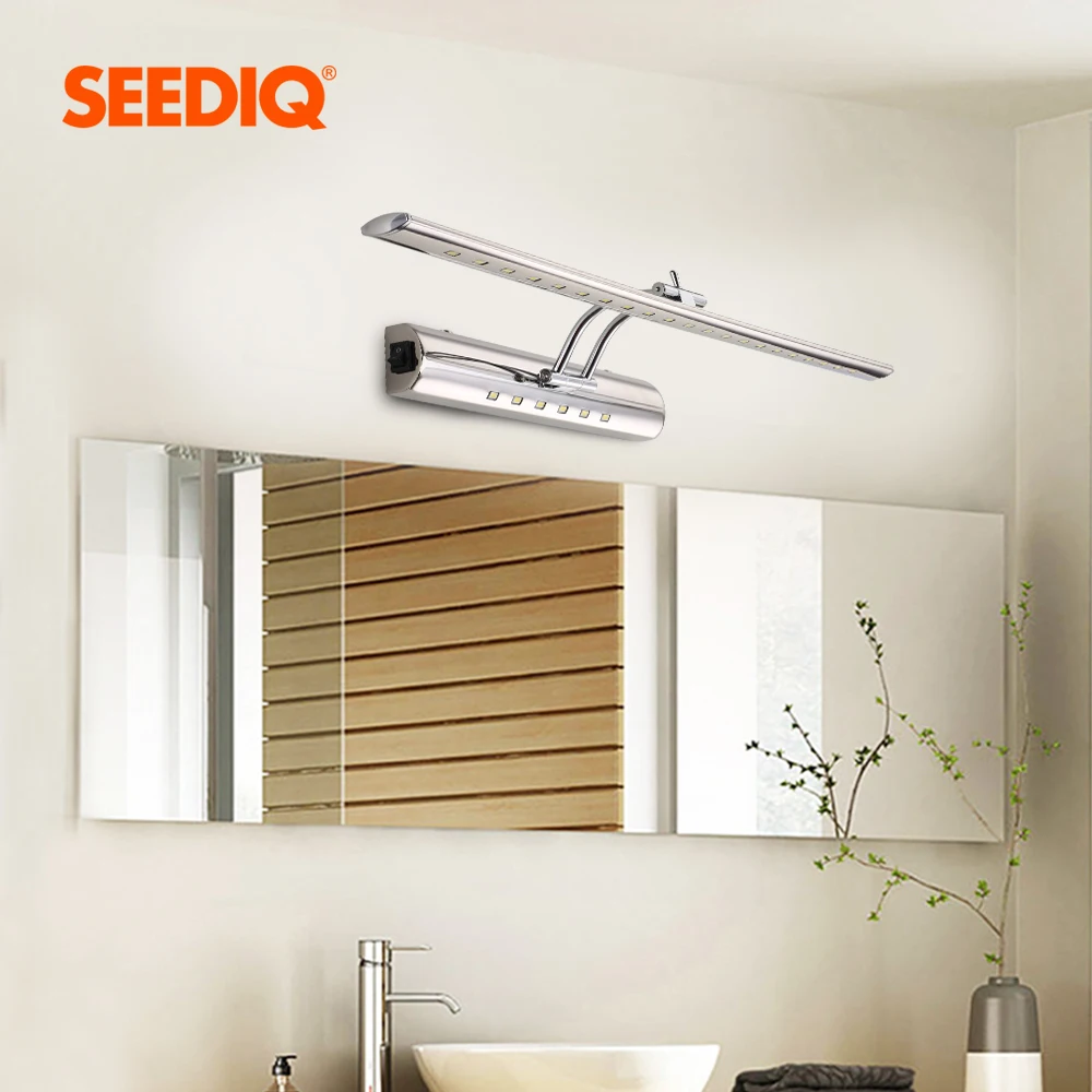 

Modern Bathroom Mirror Light 220v 110V 7W 40cm 9W 55cm Waterproof Stainless Steel Led Wall Lamp With Switch Sconce Wall Light