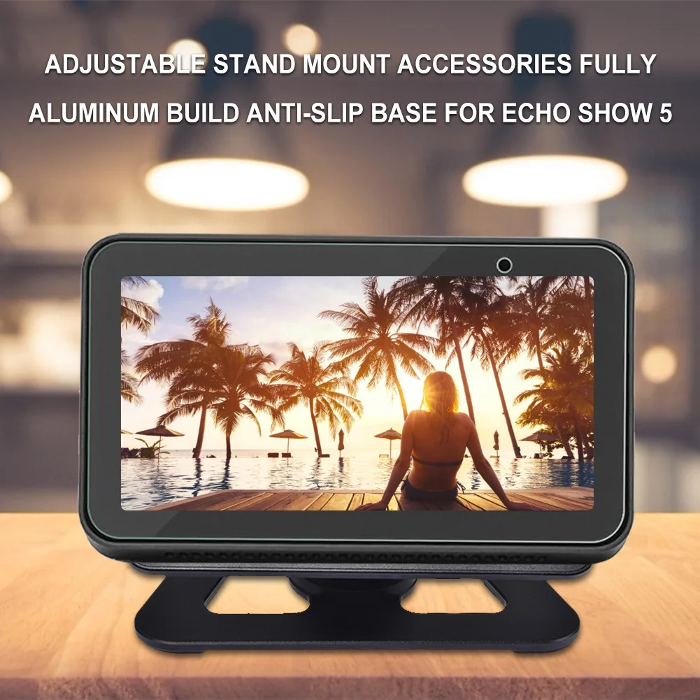 Adjustable Stand Aluminum Alloy Mount Bracket 360 Swivel Anti-Slip Base for Echo Show 5 ND998