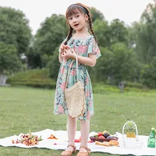 Платье для девочек с цветочным узором; пляжное платье для девочек; детское платье без рукавов; летняя детская одежда; 6, 8, 10, 12, 14 лет