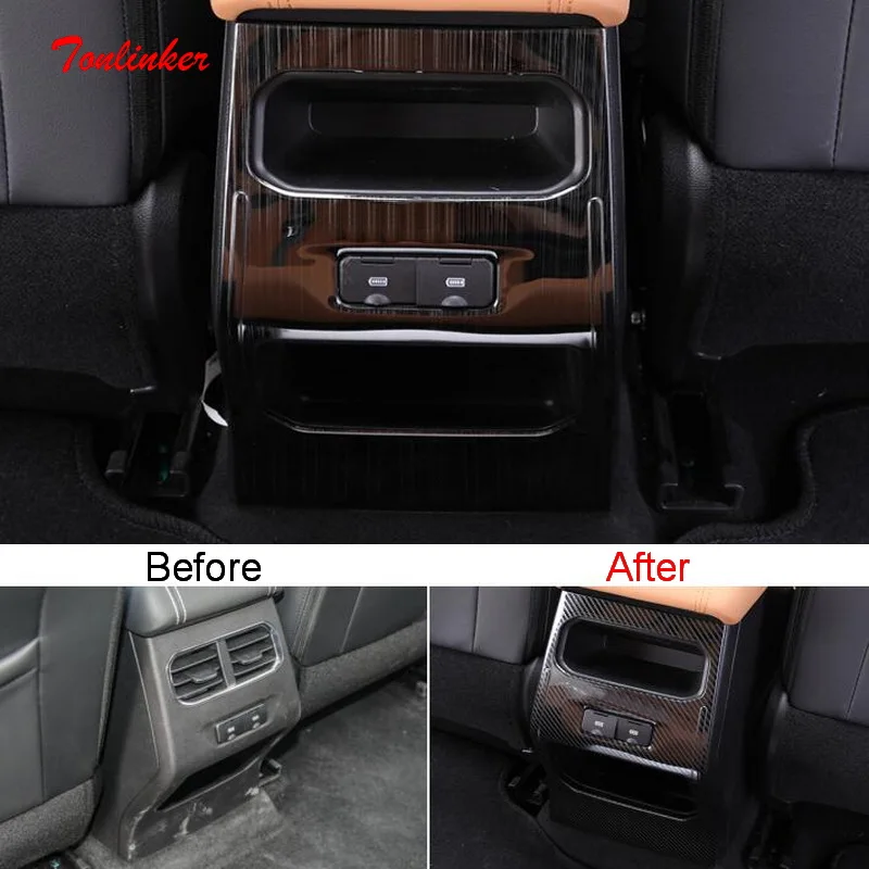 

Tonlinker Interior Armrest Back Outlet Cover For Great Wall Haval JOLION 2021 Car Styling 1 PCS Stainless Steel Cover Sticker