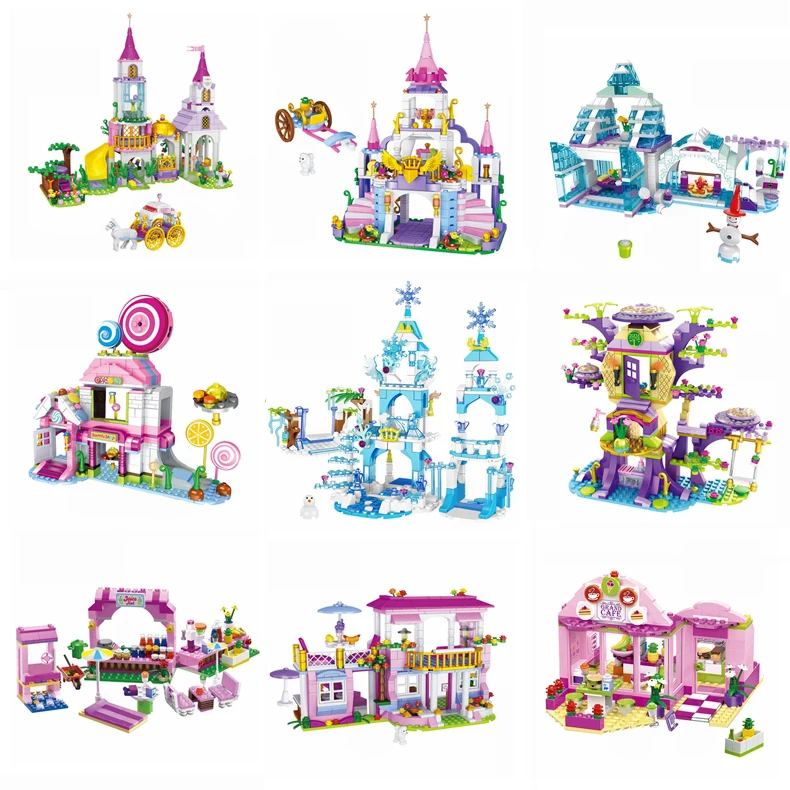 

Friends & Princess Series Magic Snow Castle Dream House Seaside Girl All Set DIY Building Blocks Model Gift Toy Bricks For Girls
