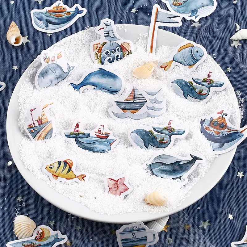 

AngelHere Store 40 Pcs/set Kawaii Whale Panda Stickers Food Decorative Stickers for DIY Album Planner Book Diary Scrapbooking