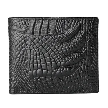 

Fashion Men's Wallet Solid Color Square Standard Leather Crocodile Pattern Card Purse Carteira Masculina Couro